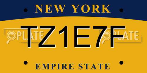 TZ1E7F New York License Plate
