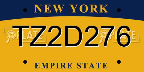 TZ2D276 New York License Plate