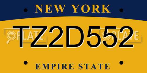 TZ2D552 New York License Plate