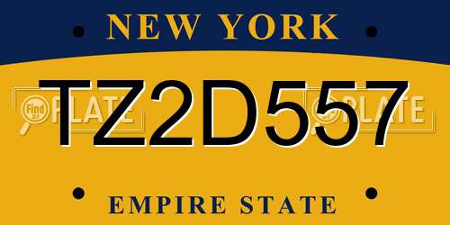 TZ2D557 New York License Plate