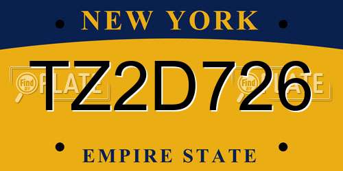 TZ2D726 New York License Plate