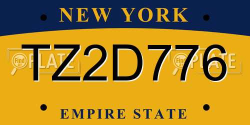 TZ2D776 New York License Plate