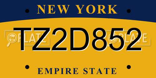 TZ2D852 New York License Plate