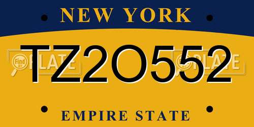 TZ2O552 New York License Plate