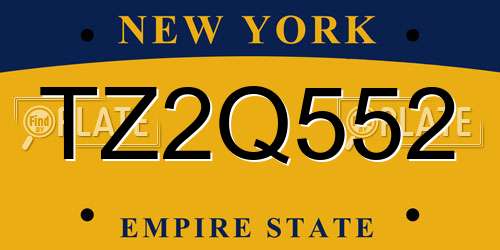 TZ2Q552 New York License Plate