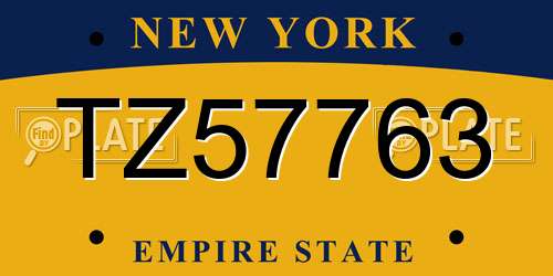TZ57763 New York License Plate