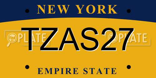 TZAS27 New York License Plate