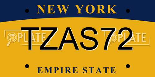TZAS72 New York License Plate