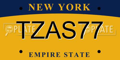 TZAS77 New York License Plate