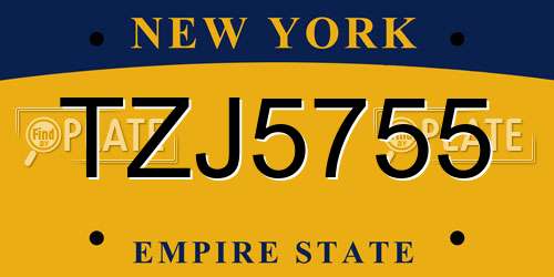TZJ5755 New York License Plate