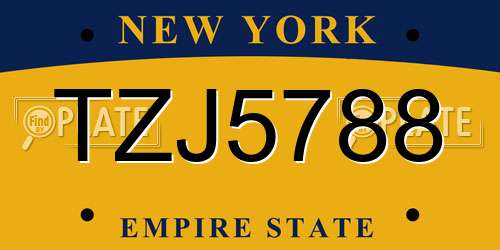 TZJ5788 New York License Plate