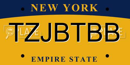 TZJBTBB New York License Plate