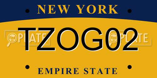 TZOG02 New York License Plate
