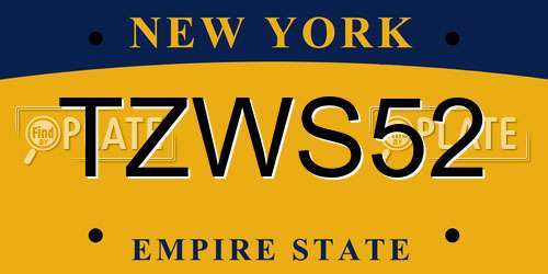 TZWS52 New York License Plate