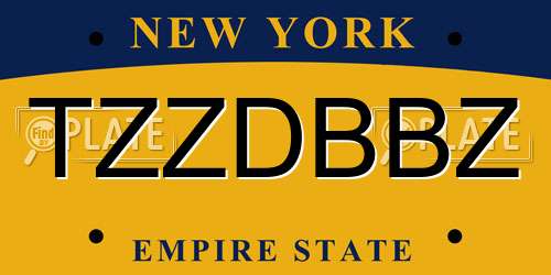 TZZDBBZ New York License Plate