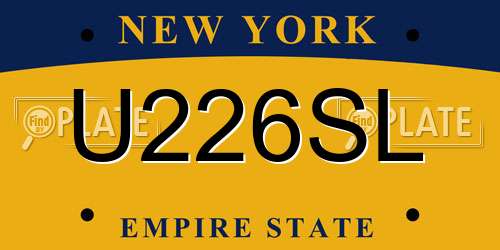 U226SL New York License Plate