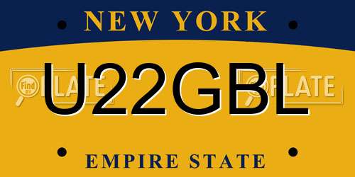 U22GBL New York License Plate