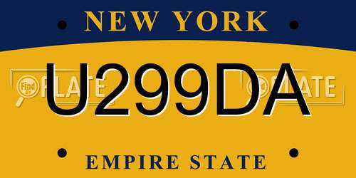 U299DA New York License Plate