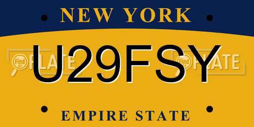 U29FSY New York License Plate