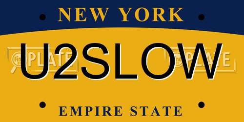 U2SLOW New York License Plate