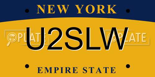 U2SLW New York License Plate