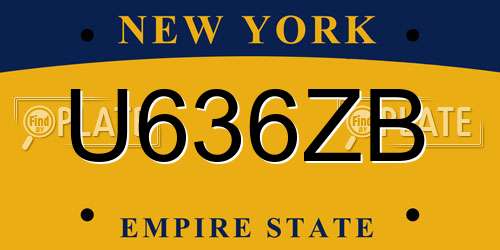 U636ZB New York License Plate