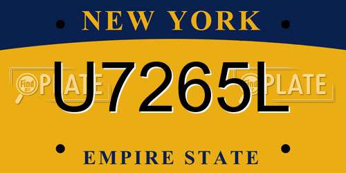 U7265L New York License Plate
