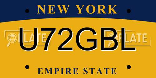 U72GBL New York License Plate