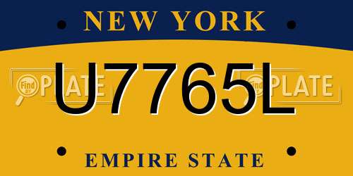 U7765L New York License Plate