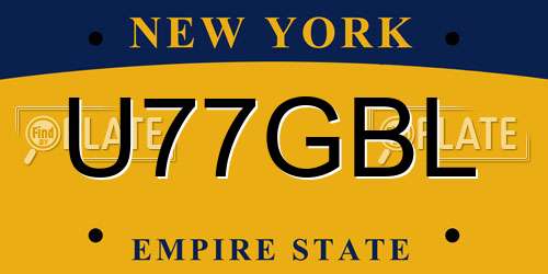 U77GBL New York License Plate