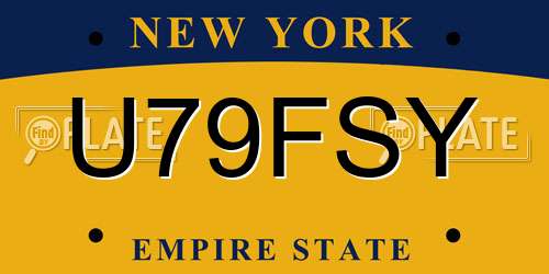 U79FSY New York License Plate