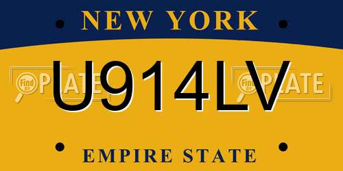 U914LV New York License Plate