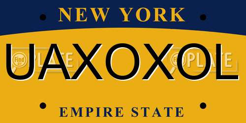 UAXOXOL New York License Plate