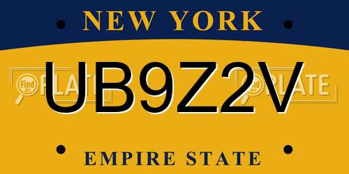 UB9Z2V New York License Plate