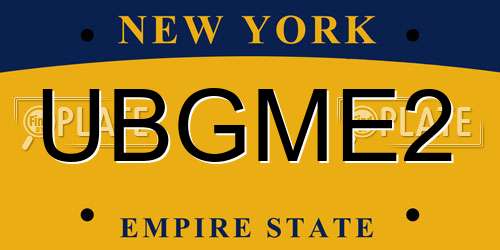 UBGME2 New York License Plate
