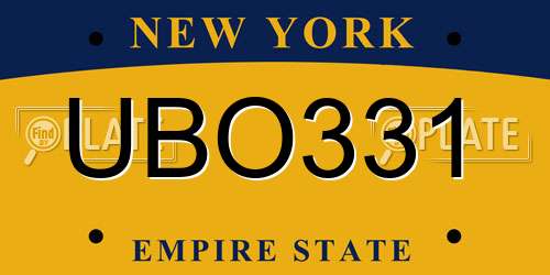 UBO331 New York License Plate