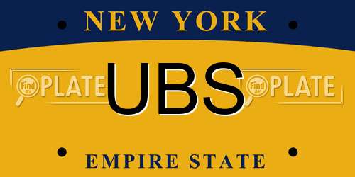 UBS New York License Plate