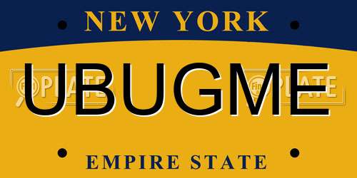 UBUGME New York License Plate