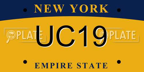 UC19 New York License Plate