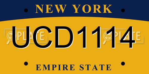 UCD1114 New York License Plate