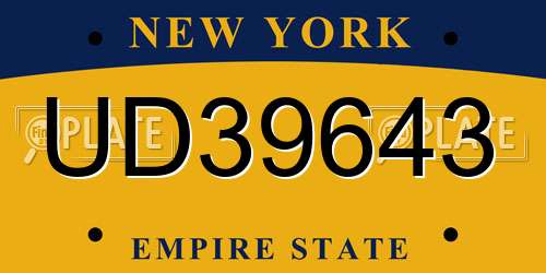 UD39643 New York License Plate