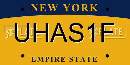 UHAS1F New York License Plate