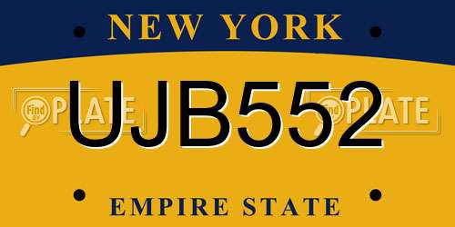 UJB552 New York License Plate