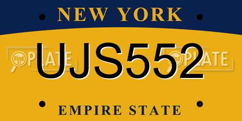 UJS552 New York License Plate