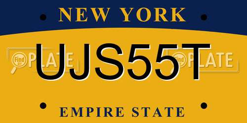 UJS55T New York License Plate