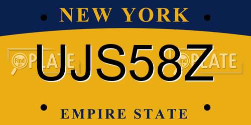 UJS58Z New York License Plate
