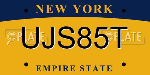 UJS85T New York License Plate