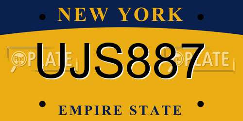 UJS887 New York License Plate