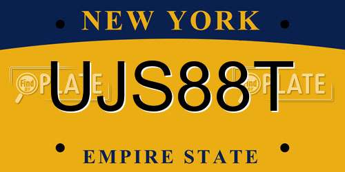 UJS88T New York License Plate