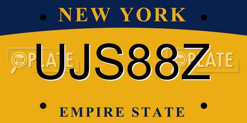 UJS88Z New York License Plate